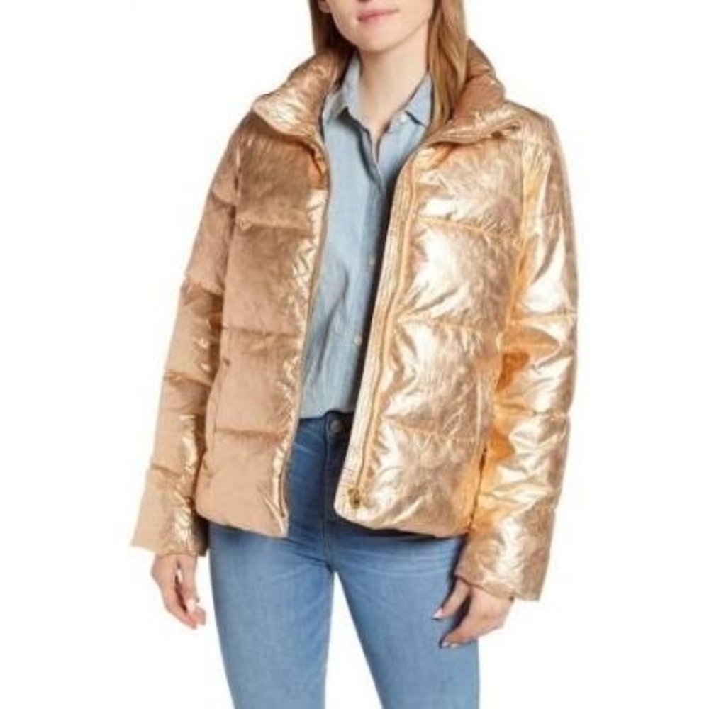 J. Crew Metallic Gold  Dawn Puffer Jacket Womens S